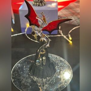 Crystal Dragon Figurine with Red Wings